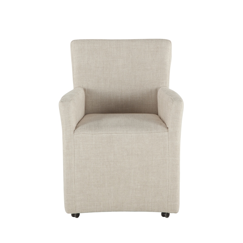 Lily Off-White Linen Dining Chair - Chair With Arms