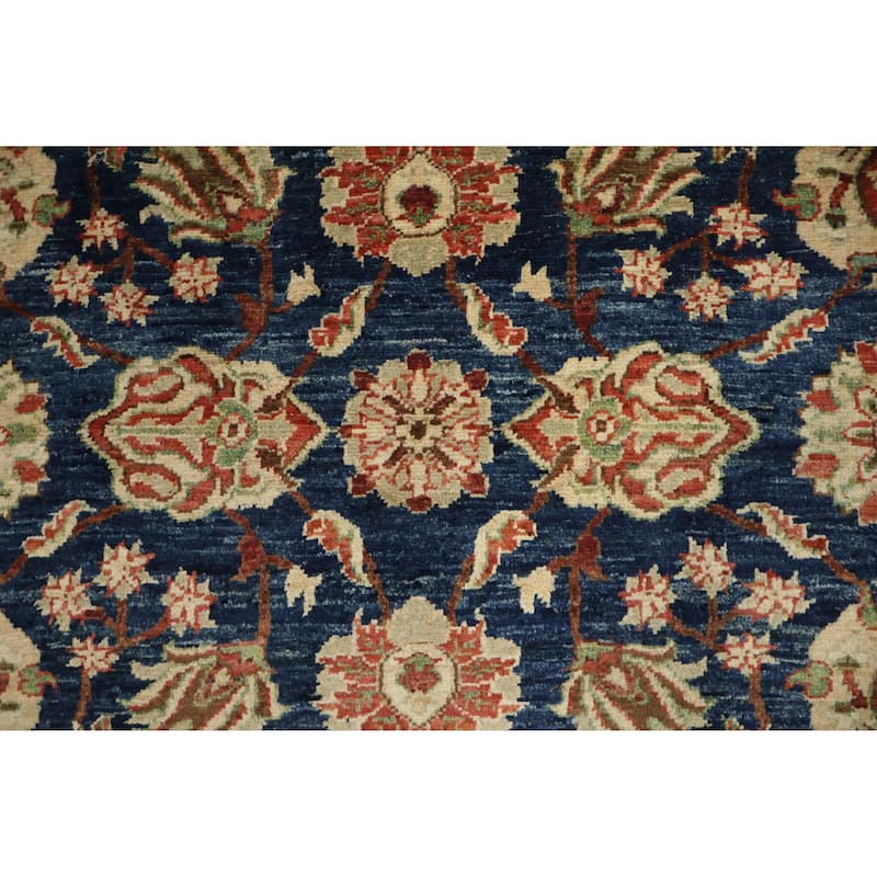 Hand Knotted Oriental 100% Wool Carpet Traditional All-Over Navy Blue & Blues Ziegler Area Rug - 5' 10'' X 4' 1''