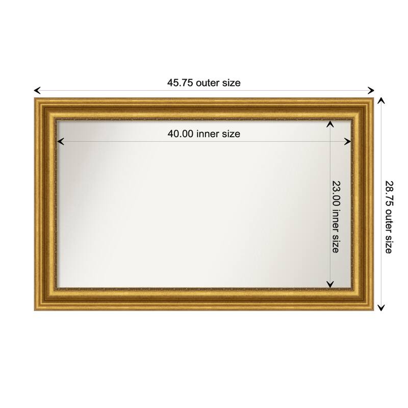 Parlor Gold Framed Non-Beveled Custom Wall Mirror, Bathroom Vanity Mirror - Outer Size: 45.75 x 28.75