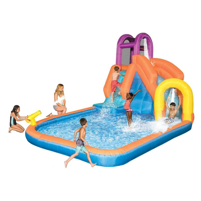 Magic Time International Mega Tornado Water Park & COMFY FLOATS Float, Blue 2 Pk - 87.1