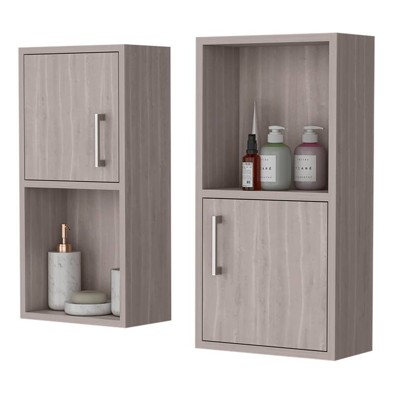 Wall-Mounted Bathroom Medicine Cabinets with Open Shelf, Sleek Handles for Storage and Organization