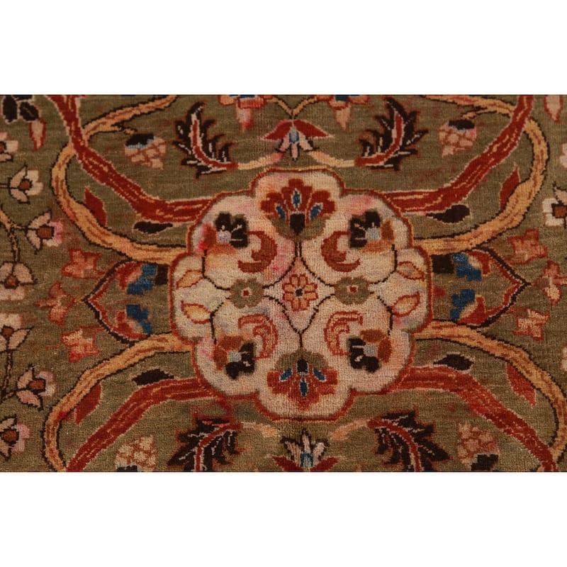 Floral Medallion Kashan Oriental Area Rug Hand-Knotted Wool Carpet - 9'0"x 11'10"