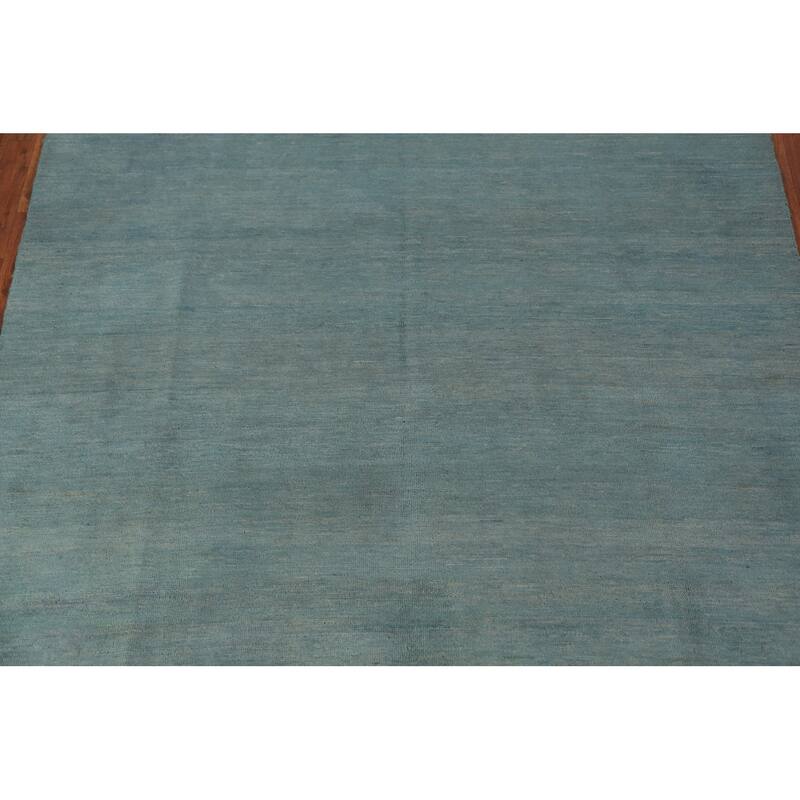 Light Blue Gabbeh Oriental Area Rug Hand-Knotted Wool Carpet - 6'0" x 8'10"