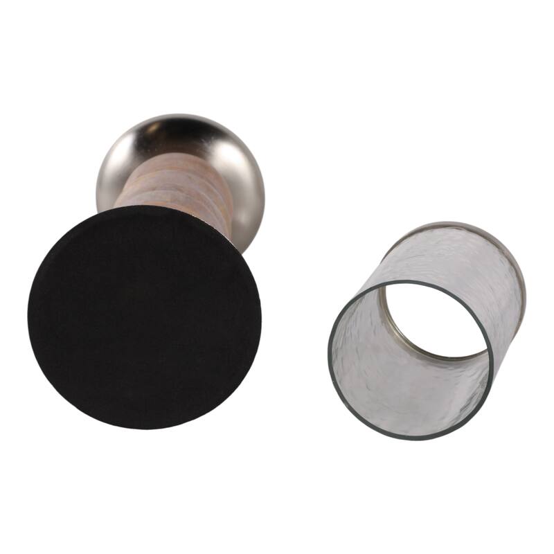 Candle Holder - Pillar with Wood Ring Base