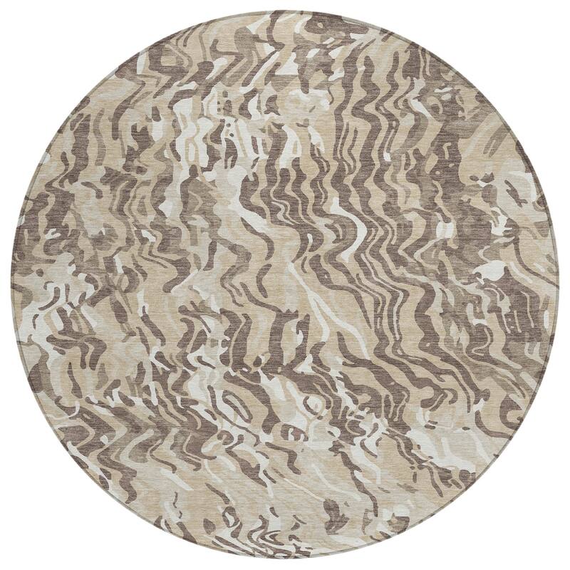 Machine Washable Indoor/ Outdoor Abstract Flow Chantille Rug