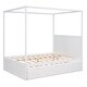 preview thumbnail 14 of 15, Queen Size Canopy Platform Bed with Twin Size Trundle, 3-Storage Drawers, and Sturdy Pinewood Frame, Space-Saving Design, White