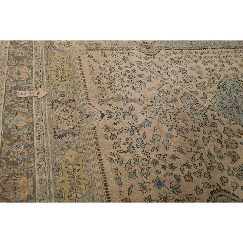 Hand Knotted Oriental 100% Wool Carpet Traditional Floral Brown Tabriz Area Rug - 11' 7'' X 8' 3''