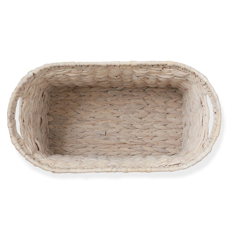 Magazine Holder Storage Basket Bin with Handles Seagrass Hyacinth