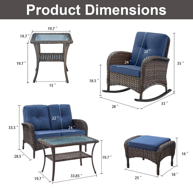 Pocassy Outdoor Loveseat Sofa with Table Funiture Set