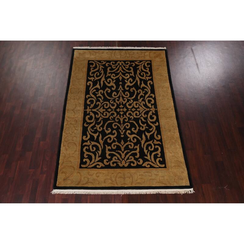 Vegetable Dye Geometric Nepalese Oriental Area Rug Wool Hand-knotted - 6'1" x 9'0"