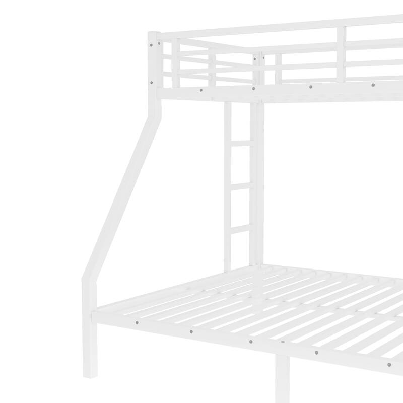 Roomfitters Metal Twin Over Full/Queen Bunk Bed Frame with Ladder & Safety Rail, Heavy-Duty Space-Saving Design, Black