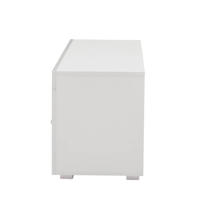 White 51" TV Stand with LED & Drawers for TVs Up to 55"