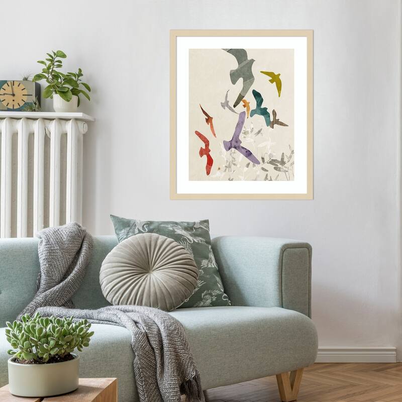 Flocking No.1 by Victoria Barnes Wood Framed Wall Art Print