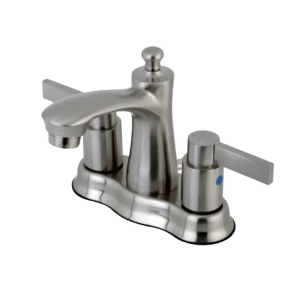 Kingston Brass FB761.NDL NuvoFusion 1.2 GPM Centerset Bathroom Faucet with Pop-Up Drain Assembly and Metal Handles