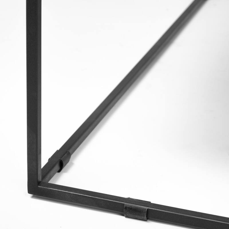 Nathan II White Marble Top with Black Metal Frame Side Table