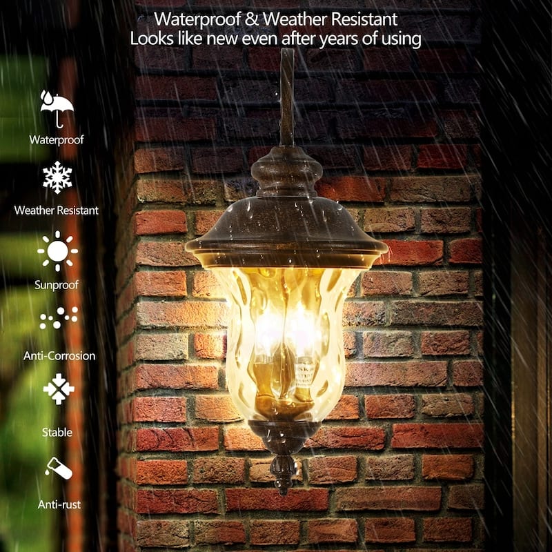 Rustic Outdoor Wall Sconce Light with Clear Glass Shade(No Bulb)