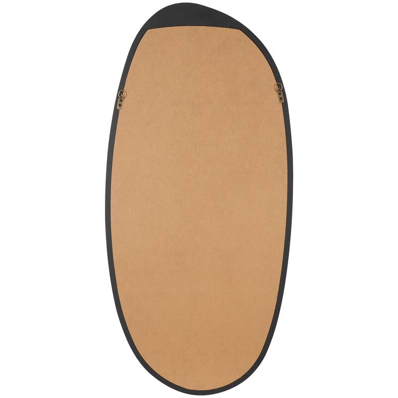 Black Wooden Oval Abstract Room Wall Mirror