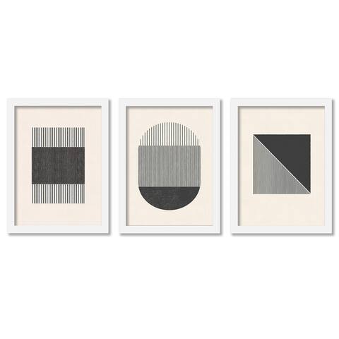 Woodblock Shapes And Line Roseanne Kenny Abstract 2 - 3 Piece Framed Gallery Art Set