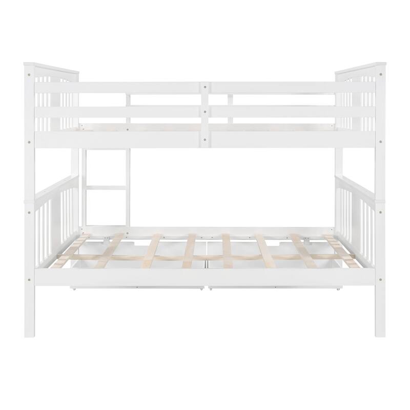 Full over Full Bunk Bed with Under-Bed Drawers and Ladder for Bedroom, Guest Room Furniture