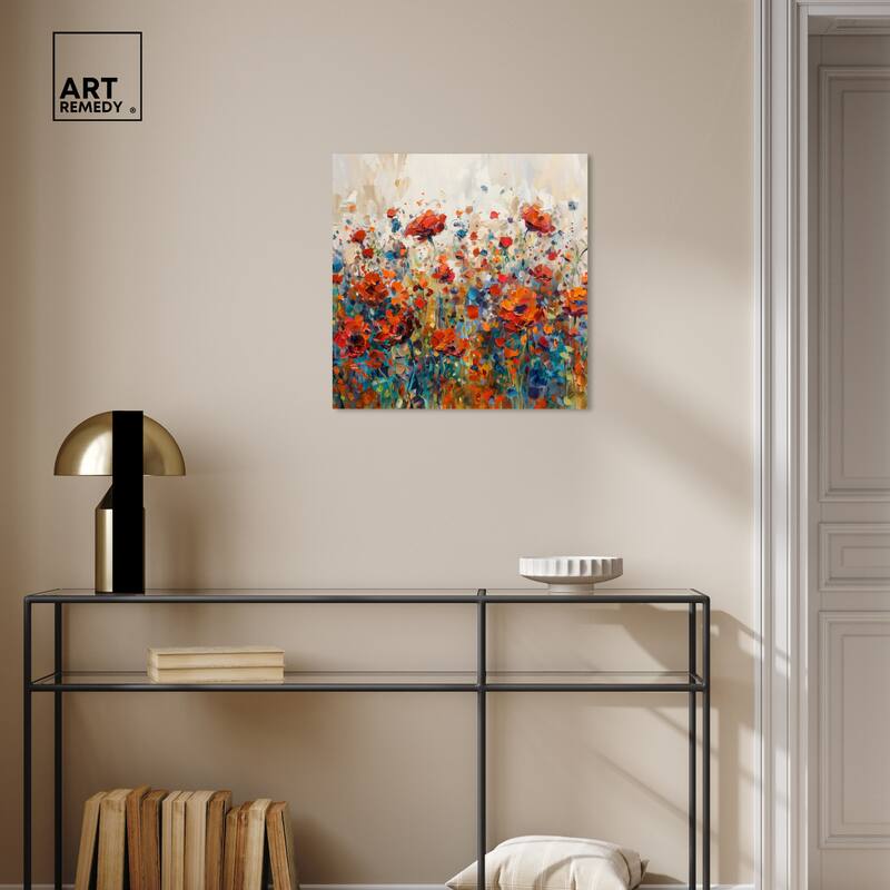 Art Remedy Beautiful Garden Bloom Gallery Wrapped Impressionism 1 Piece Canvas Wall Art