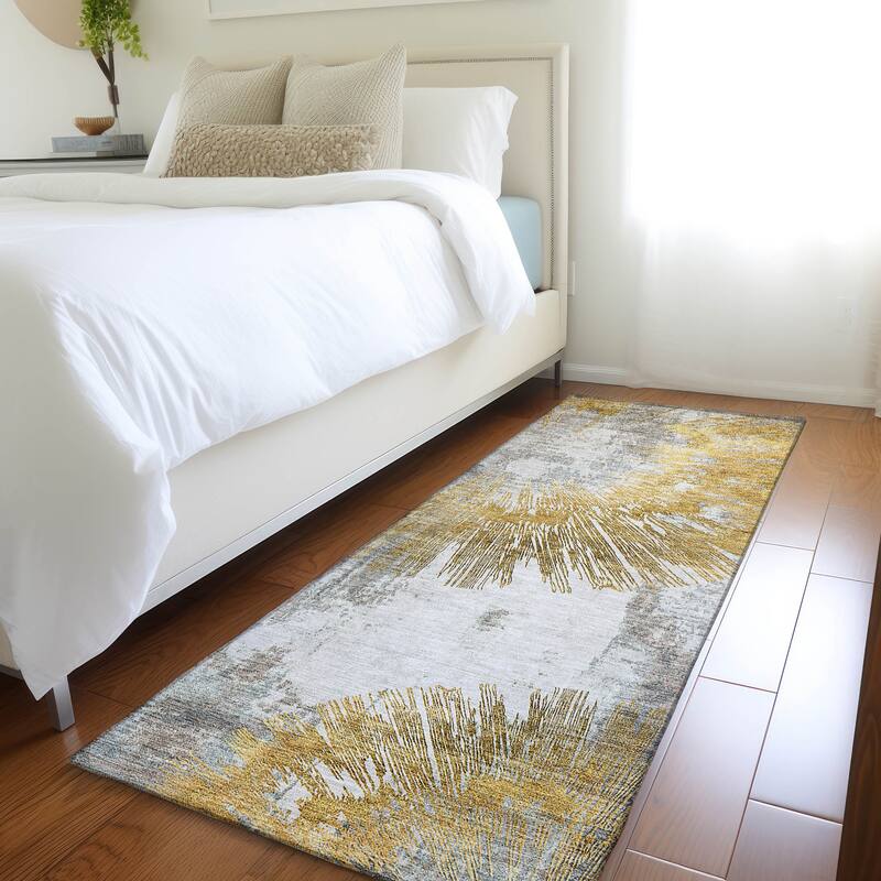 Machine Washable Indoor/ Outdoor Chantille Contemporary Starburst Rug
