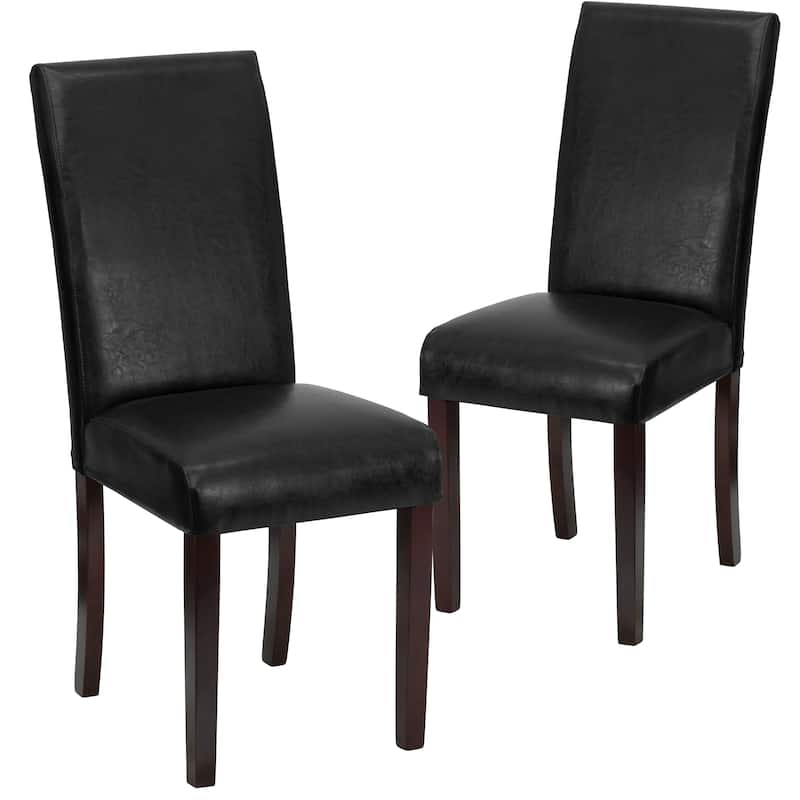 LeatherSoft Wood Parsons Chair (Set of 2)