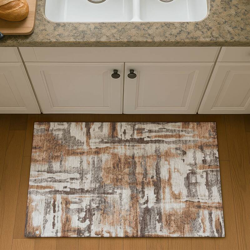 Premium Washable Super Soft Modern Glam Mayfield Rug - Paprika - 1'8" x 2'6"