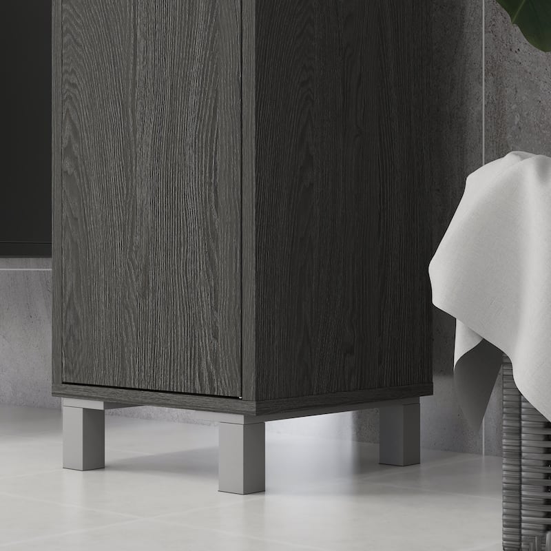 kleankin Tall Bathroom Storage Cabinet with Mirror, Wooden Freestanding Tower Cabinet with Adjustable Shelves for Bathroom