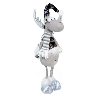 Reindeer with Blue Glitter Hat Fabric Christmas Decoration