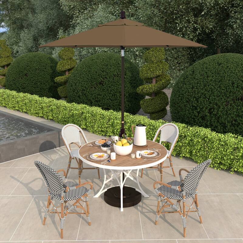 California Umbrella 7.5' Sun Master Patio Umbrella Bronze Aluminum Pole Fiberglass Ribs Crank Lift Tilt Sunbrella Cilantro