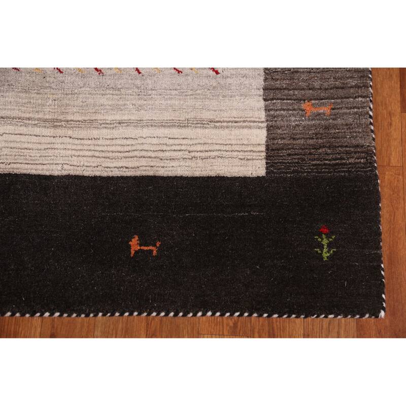 Hand Knotted Oriental 100% Wool Carpet Tribal Tribal Multi-Colored Gabbeh Area Rug - 6' 2'' X 4' 6''