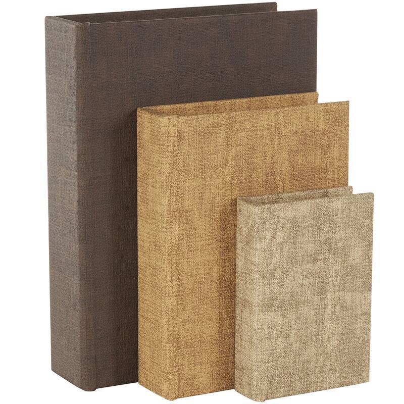 Roche River Decor - Linen Fabric Chevron Patterned or Texxtured Faux Book Storage Box - Set of 3 or 4 Multi-Colored