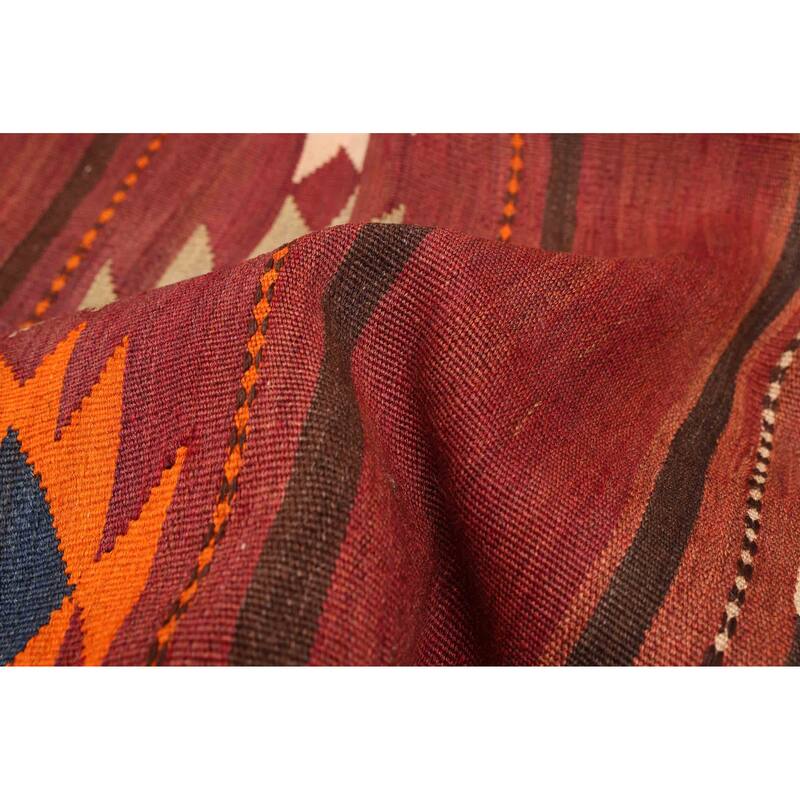 ECARPETGALLERY Flat-Weave Kashkoli FW Dark Red Wool Kilim - 5'9 x 15'5
