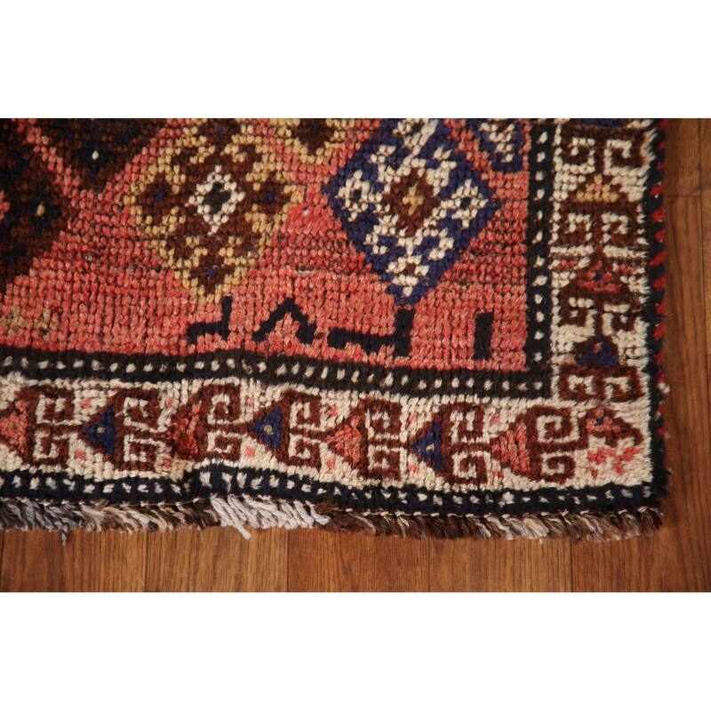 Qashqai Persian Antique Runner Rug Handmade Foyer Wool Carpet - 3'3"x 7'4"