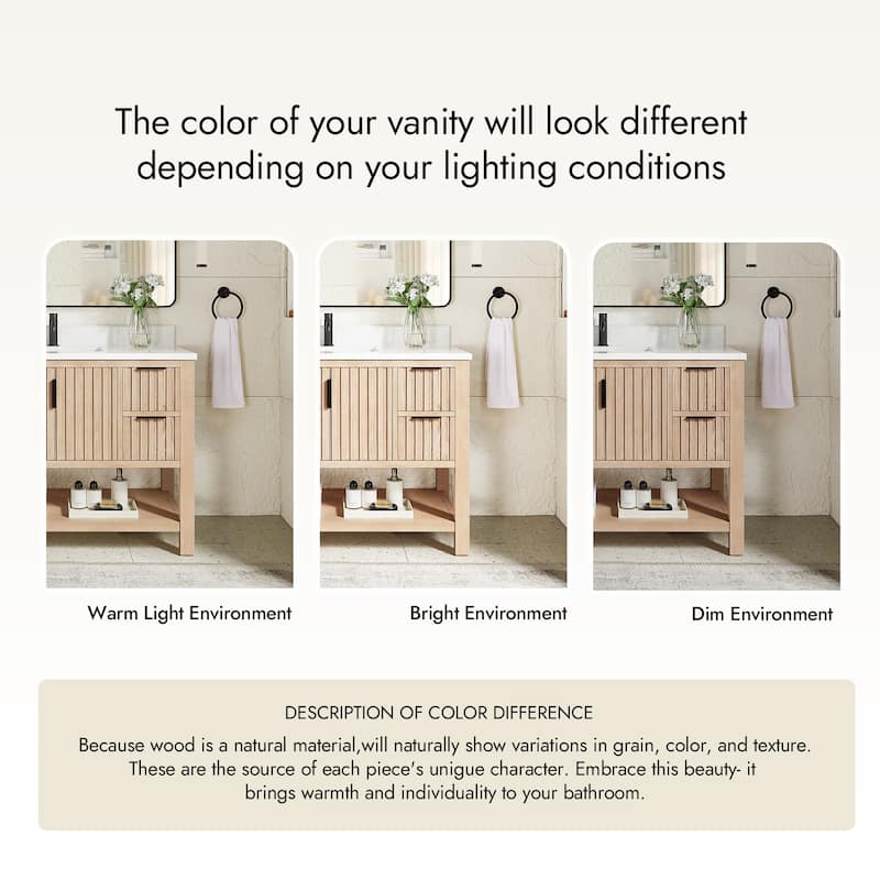 Tehran Bath Vanity with Composite Stone Top without Mirror