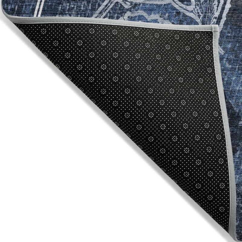 Machine Washable Indoor/ Outdoor Modern Floral Chantille Rug