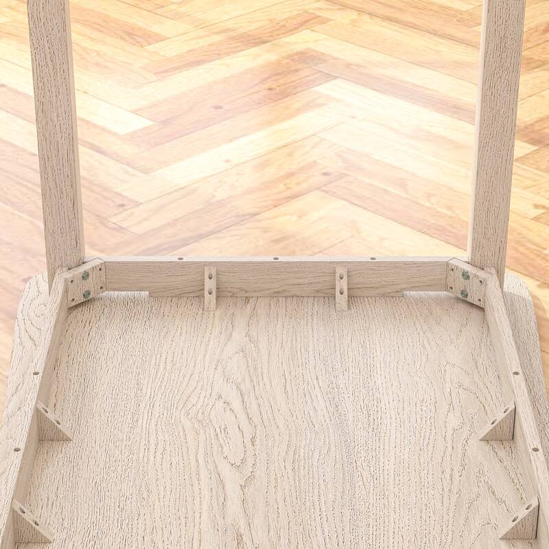 Javlergo Mid-Century Modern Solid Wood Dining Table Set for 4/6, Rectangular Kitchen Table and Chairs, Upholstered Dining Set