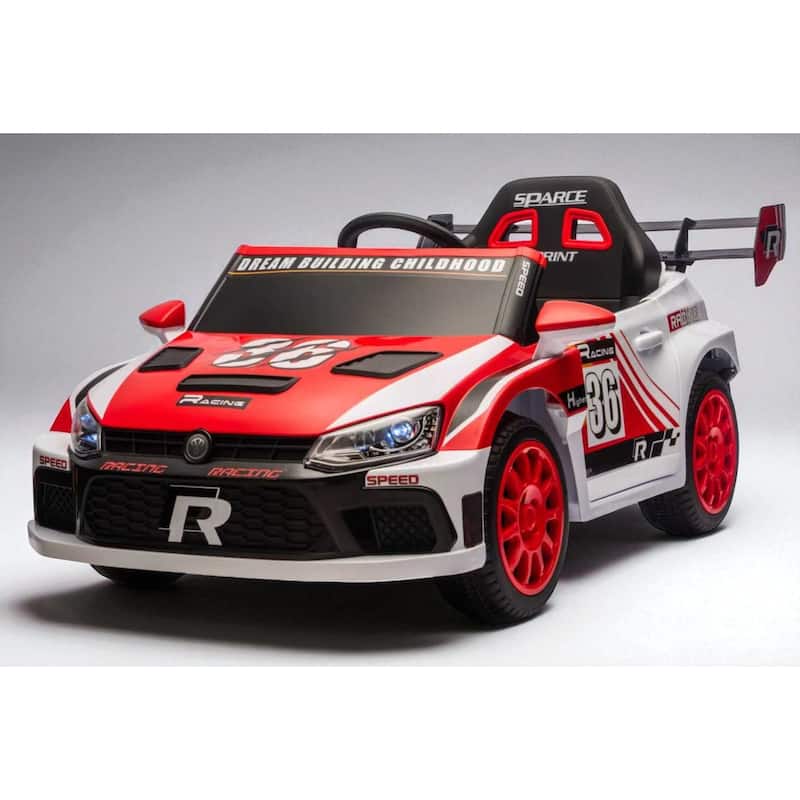 12V Kids Ride On Car with Remote Control, Dual 30W Motors, Music, LED Lights, Seat Belt & Shock Absorbers, Ages 5-8 - Red