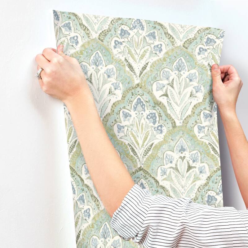Chesapeake Mimir Aquamarine Quilted Damask Wallpaper