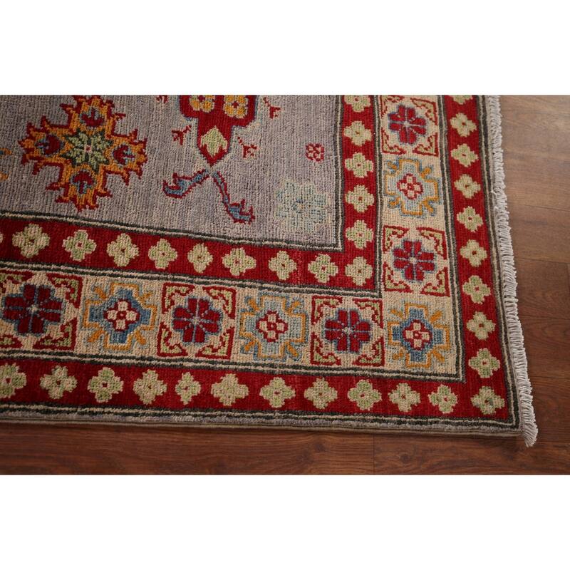 Gray Kazak Oriental Accent Rug Hand-Knotted Wool Carpet - 3'6" x 5'0"