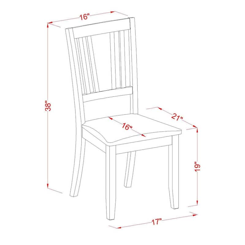 East West Furniture Dudley Dining Room Chairs - Slat Back Chairs, Set of 2, Mahogany (Seat Options)