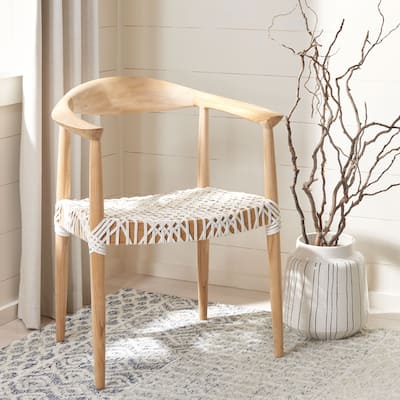 SAFAVIEH Bandelier Light Oak Arm Chair - 25"W x 22"D x 31"H