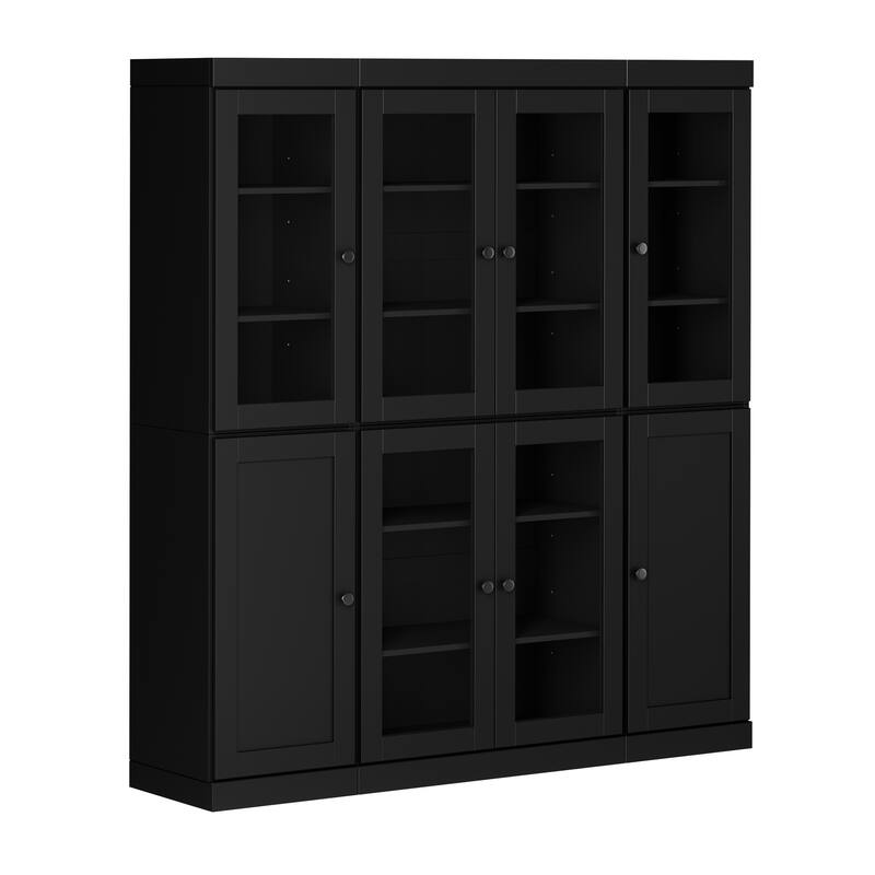 Palace Imports 100% Solid Wood 65" Pantry Cabinet with Clear Glass, Shaker Doors and Adjustable Shelves