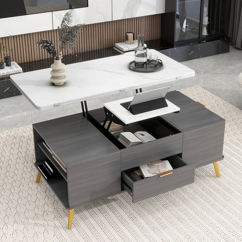 Lift Top Coffee Table with Drawers and Multi Functional Table