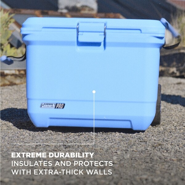 Coleman Pro Heavy-Duty 55qt Wheeled Ultra-Light Hard Cooler, Keeps