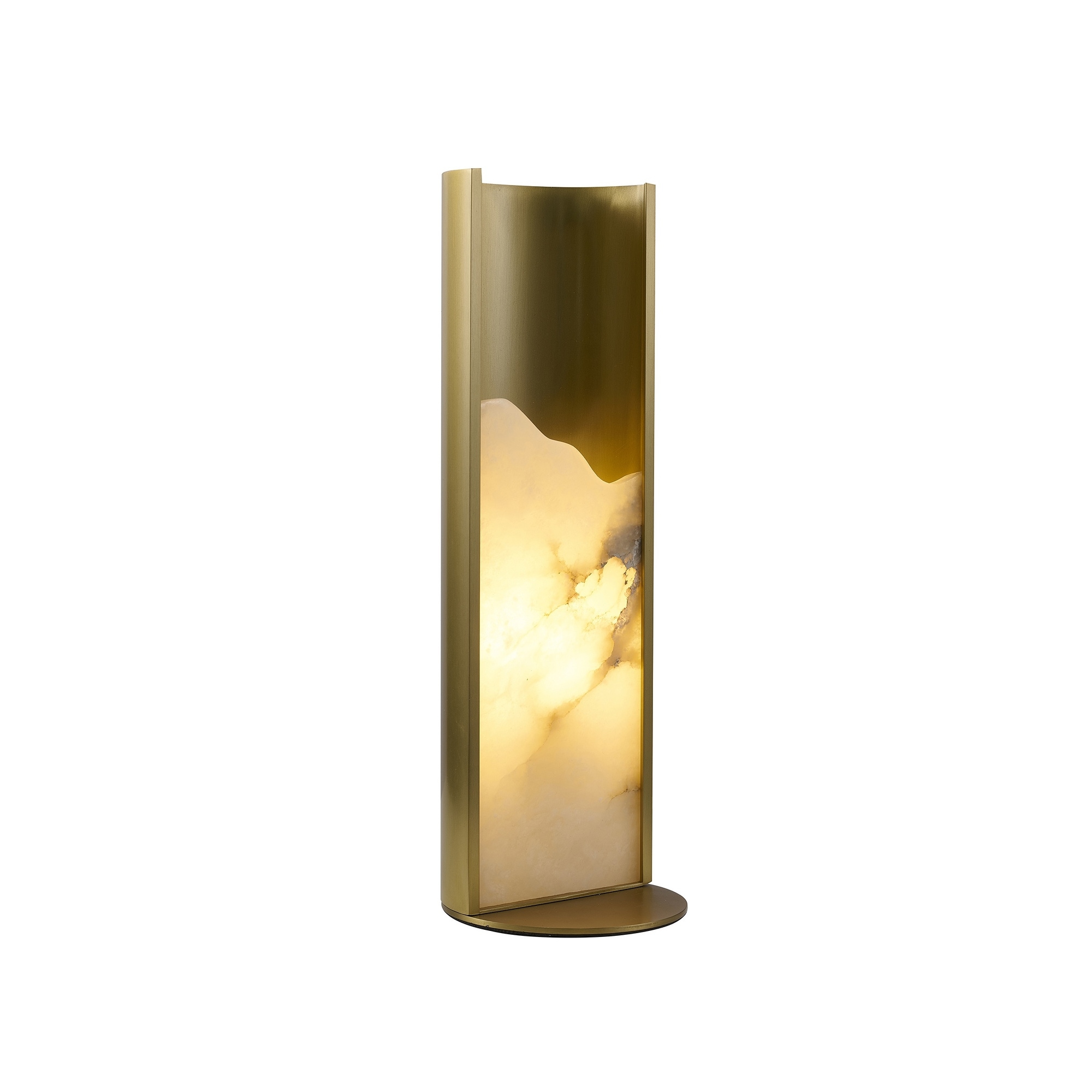 1-Light Stain Brass Table Lamp With A White Alabaster