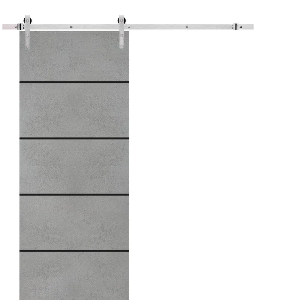 Sturdy Barn Door 36 x 80 Planum 0015 Concrete with 6.6FT