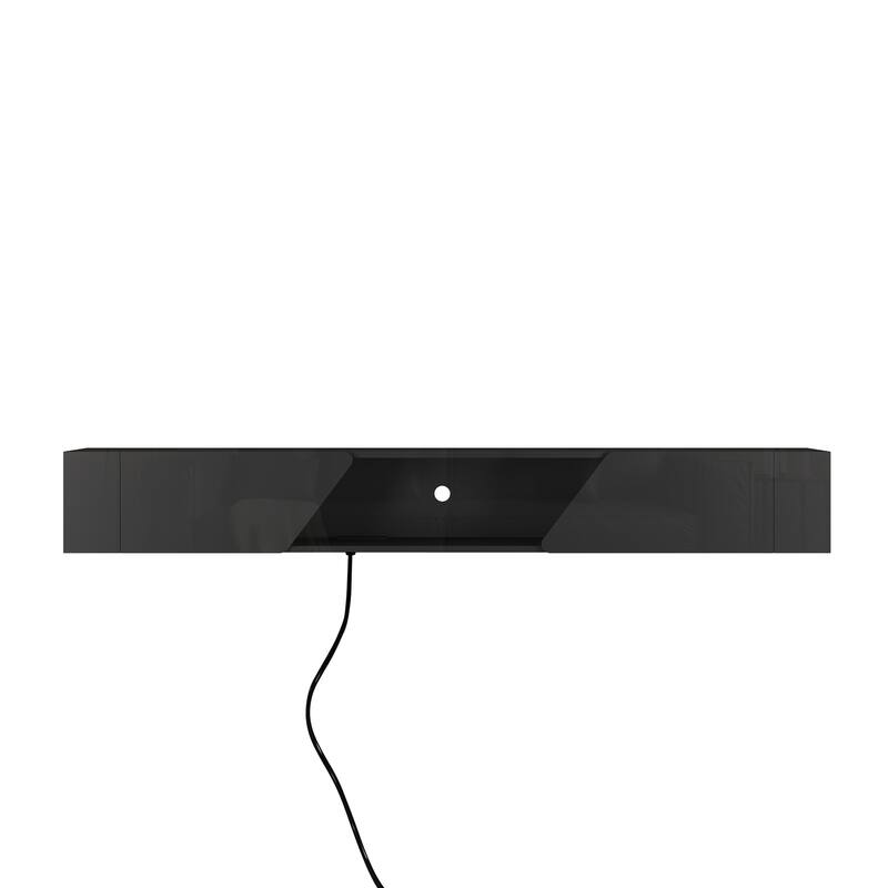 Floating TV Stand Wall Mounted with 16 Color LEDs, 69" Modern TV Stand with Cable Management & Open Storage Compartment