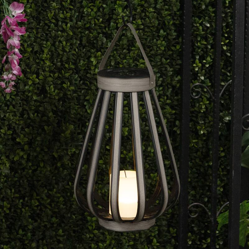 Solar Grey Decorative Plastic Lantern with LED