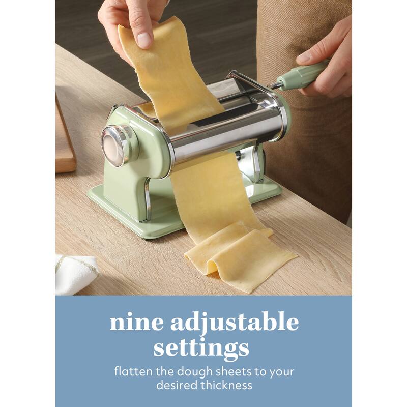Sur La Table Kitchen Essential Va Bene Manual Pasta Maker Machine, Stainless Steel/Juniper Green